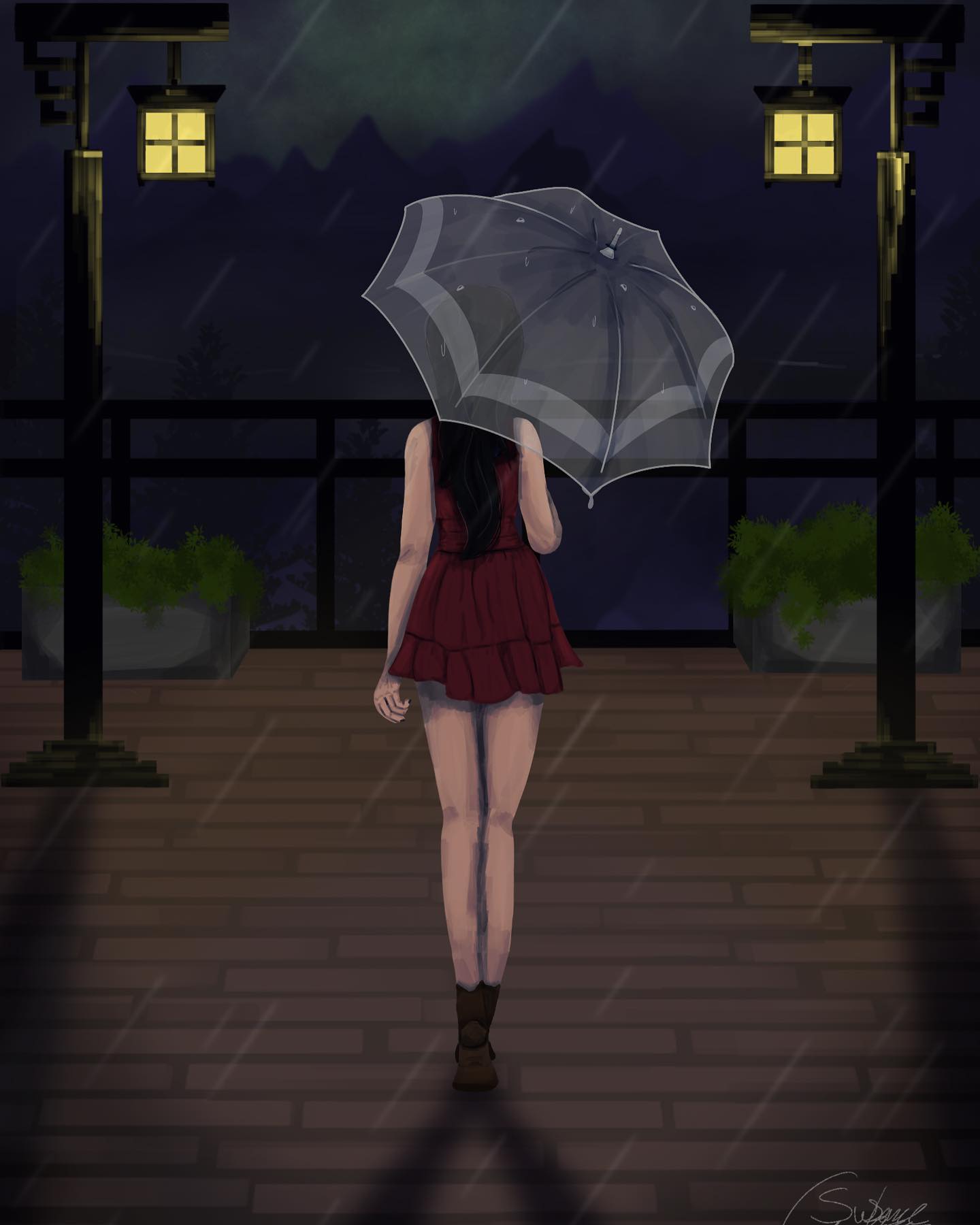Girl in rain